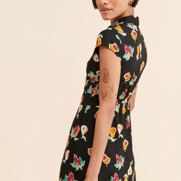 Urban Outfitters Harlow Twist Front Mini Dress black with fruit print Small - Picture 4 of 15